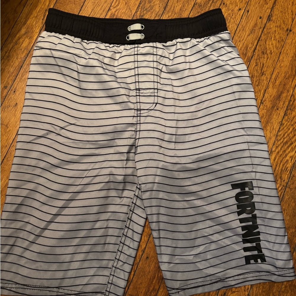 Striped Fortnite Swimtrunks